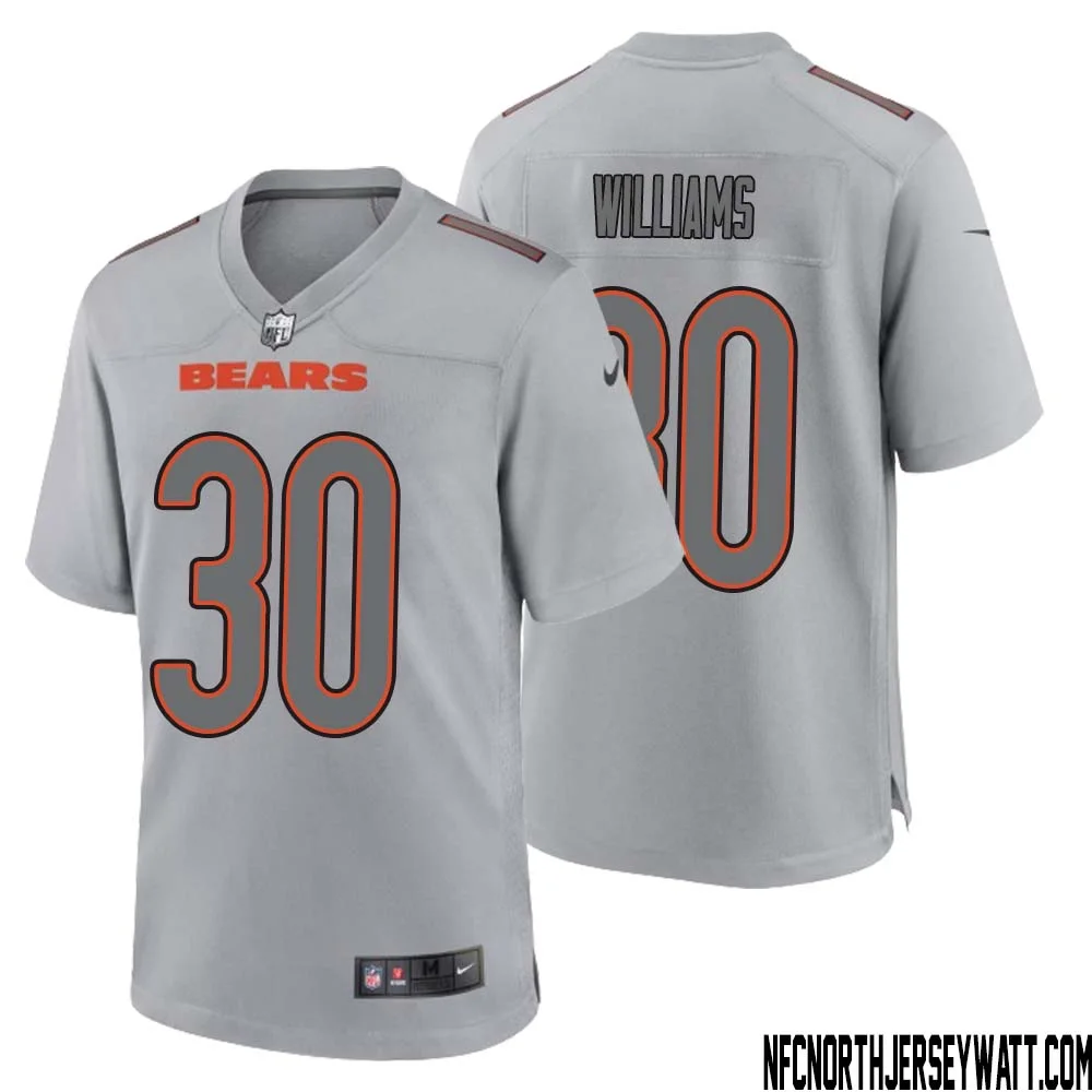 Joejuan Williams No 30 Men Gray Chicago Bears Atmosphere Fashion Game Jersey 1