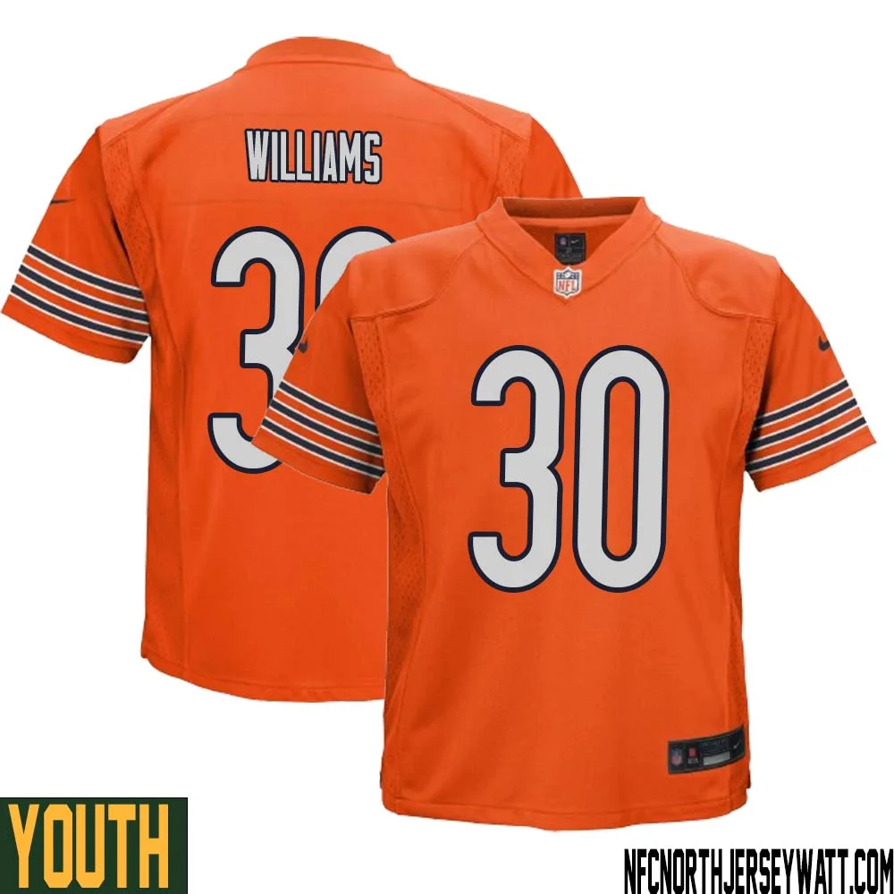 Joejuan Williams No 30 Youth Orange Chicago Bears Alternate Game Player Jersey