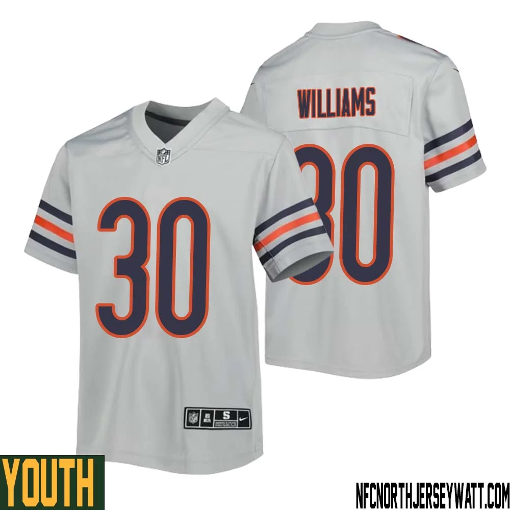 Joejuan Williams No 30 Youth Silver Chicago Bears Inverted Legend Jersey
