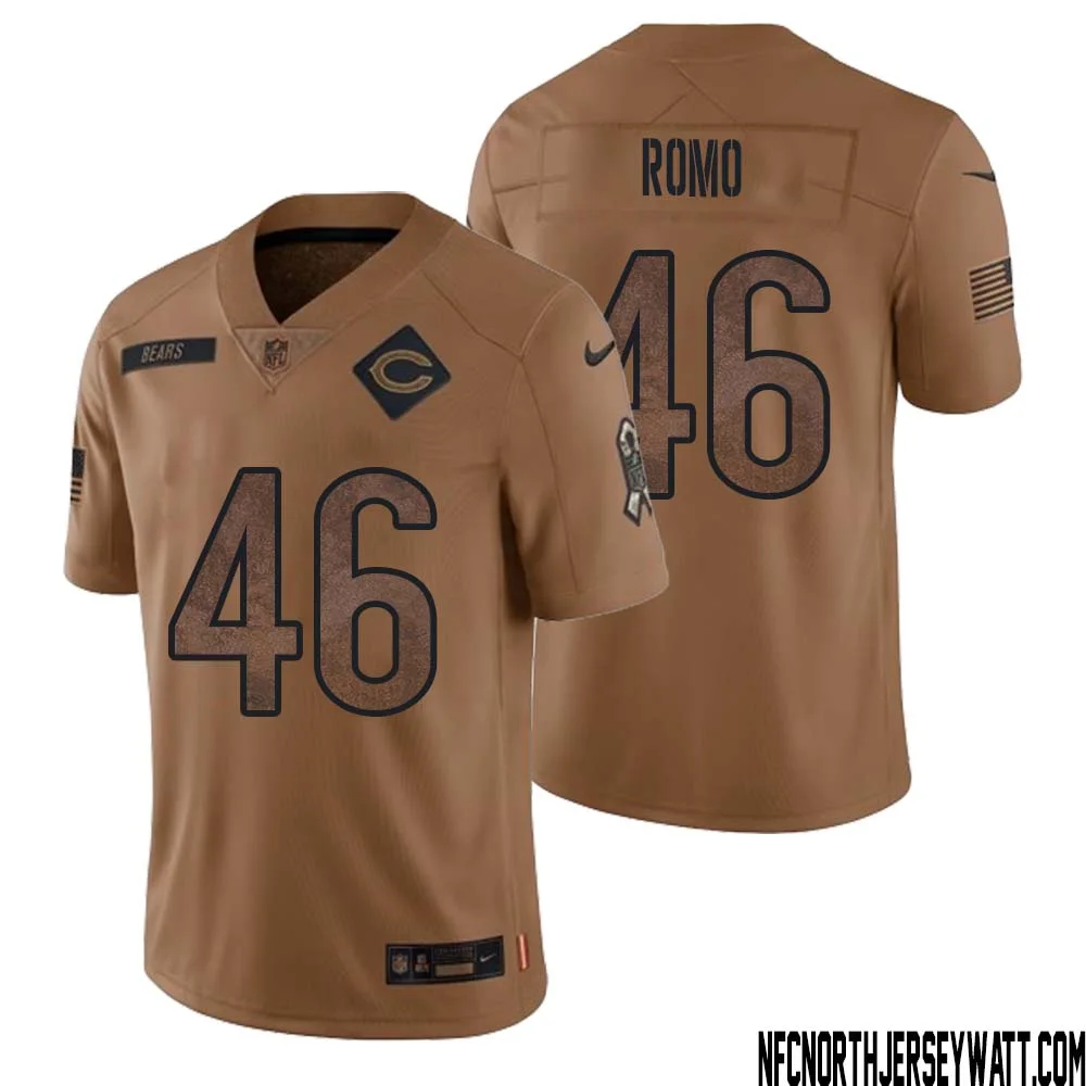 John Parker Romo No 46 Men Brown Chicago Bears 2023 Salute To Service Retired Player Limited Jersey