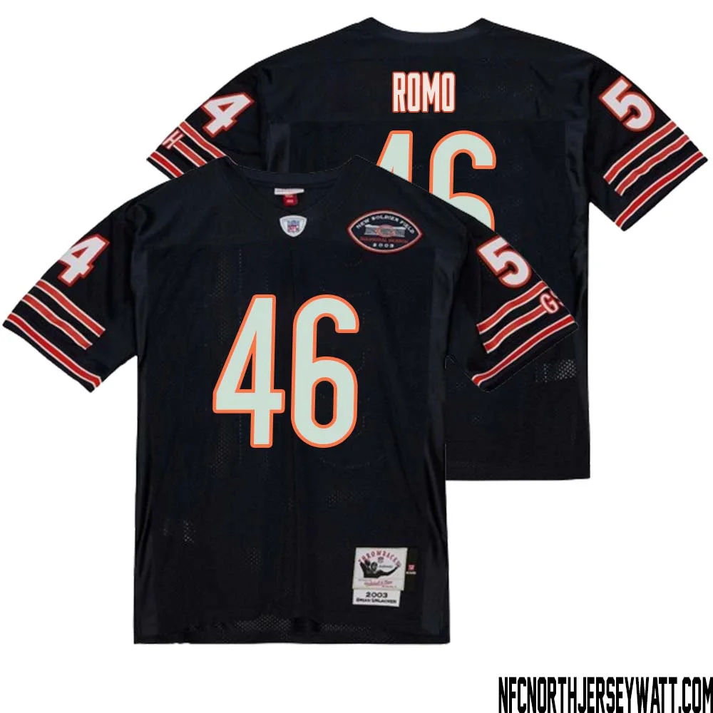 John Parker Romo No 46 Men Mitchell Ness Navy Chicago Bears 2004 Authentic Throwback Retired Player Jersey 1