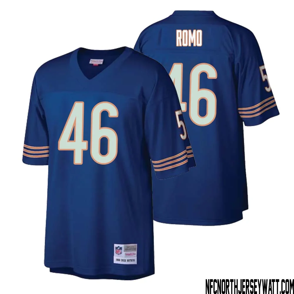 John Parker Romo No 46 Men Mitchell Ness Navy Chicago Bears Retired Player Legacy Replica Jersey 1
