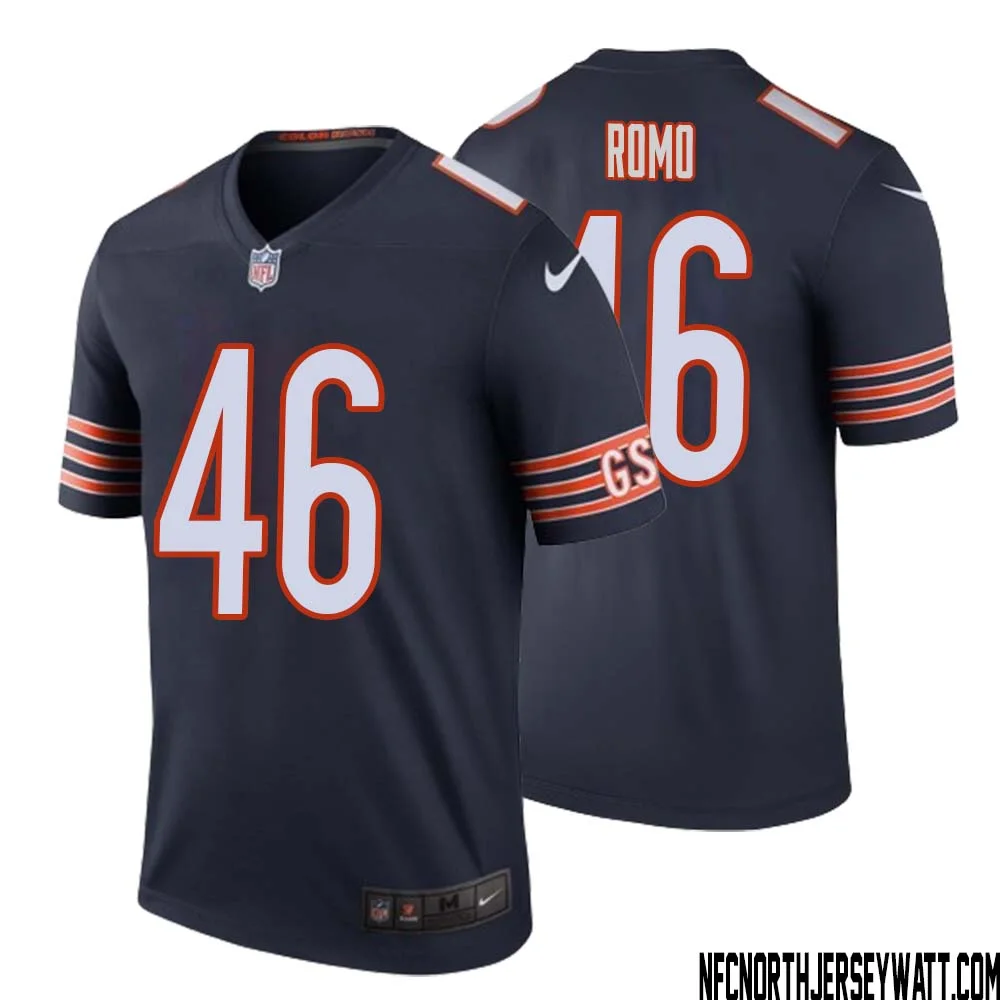 John Parker Romo No 46 Men Navy Chicago Bears Color Rush Legend Jersey 1