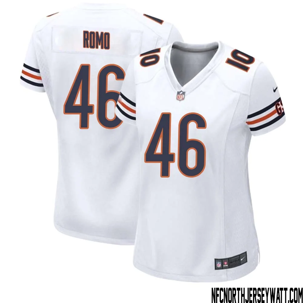 John Parker Romo No 46 Women White Chicago Bears Away Game Jersey 1
