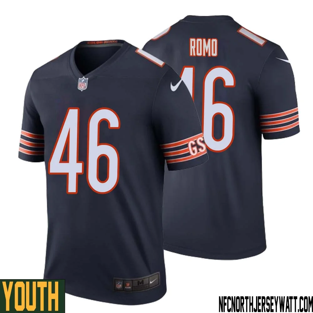 John Parker Romo No 46 Youth Navy Chicago Bears Color Rush Legend Jersey