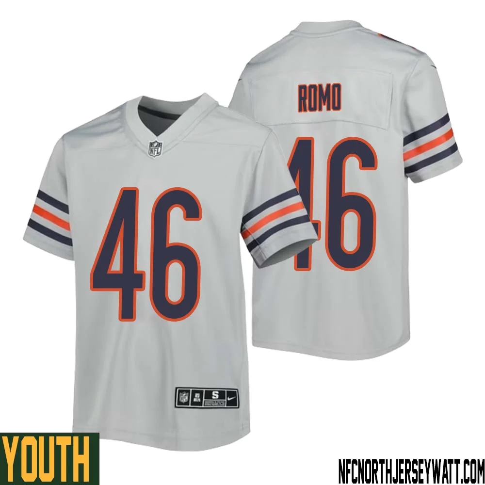 John Parker Romo No 46 Youth Silver Chicago Bears Inverted Legend Jersey