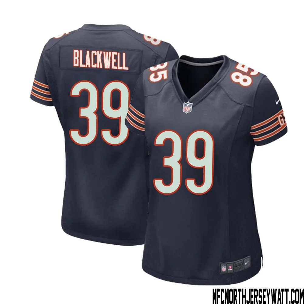 Josh Blackwell No 39 Chicago Bears Home Game Navy Jersey for Women