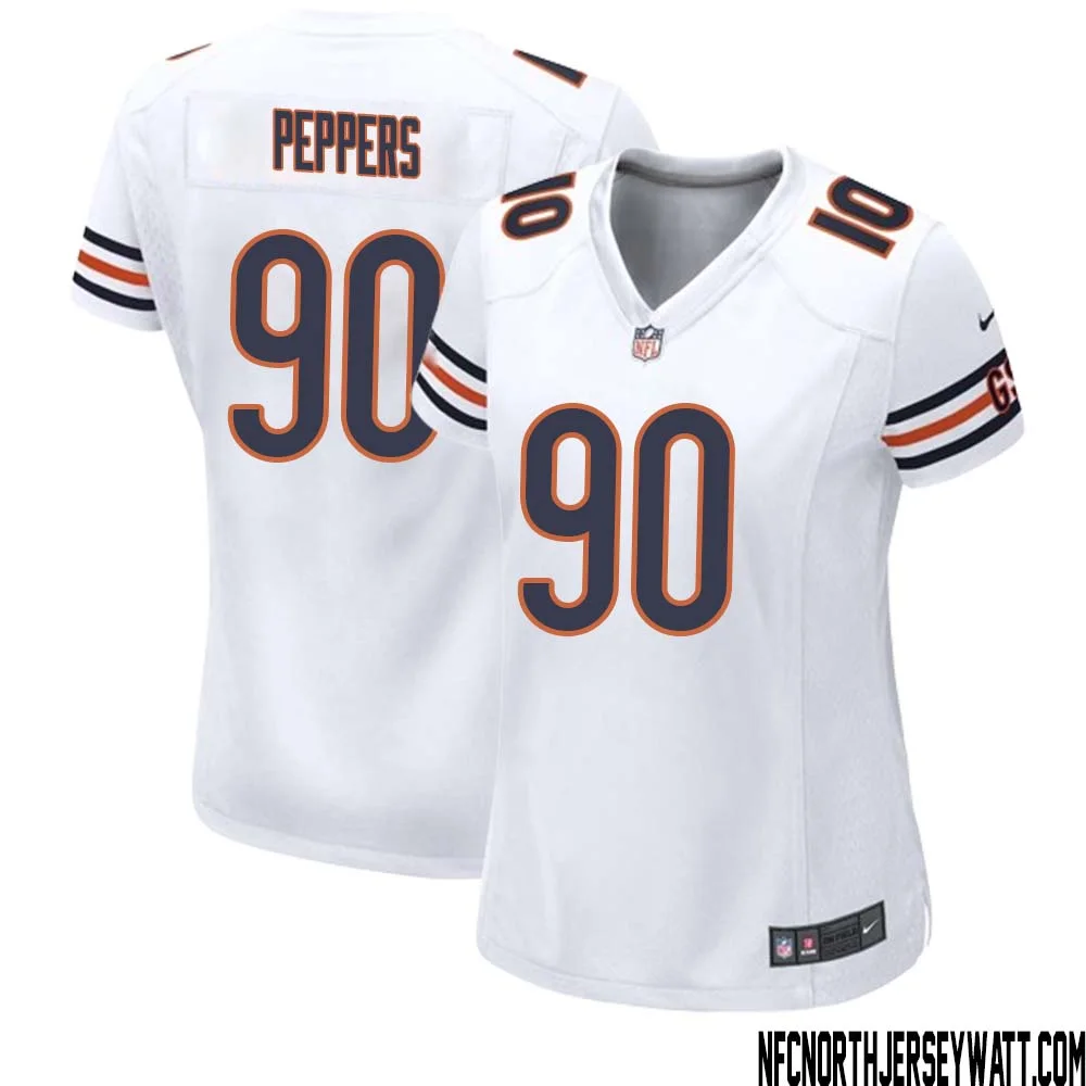 Julius Peppers No 90 Women White Chicago Bears Away Game Jersey