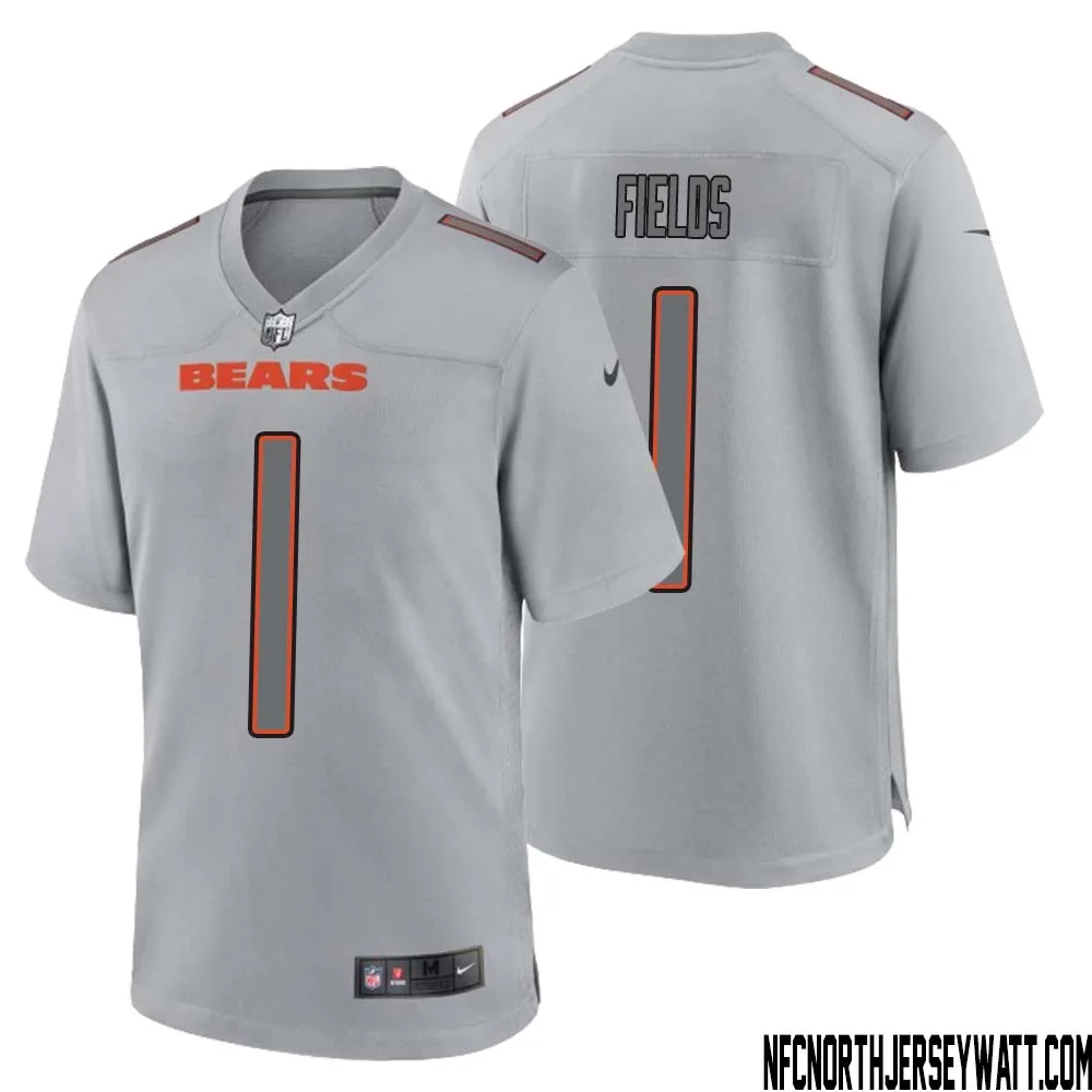 Justin Fields No 1 Men Gray Chicago Bears Atmosphere Fashion Game Jersey