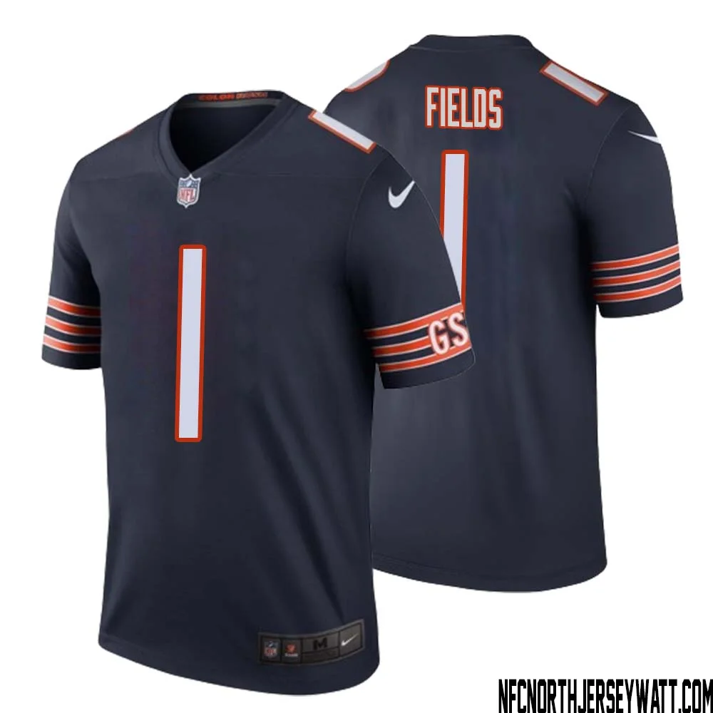 Justin Fields No 1 Men Navy Chicago Bears Color Rush Legend Jersey