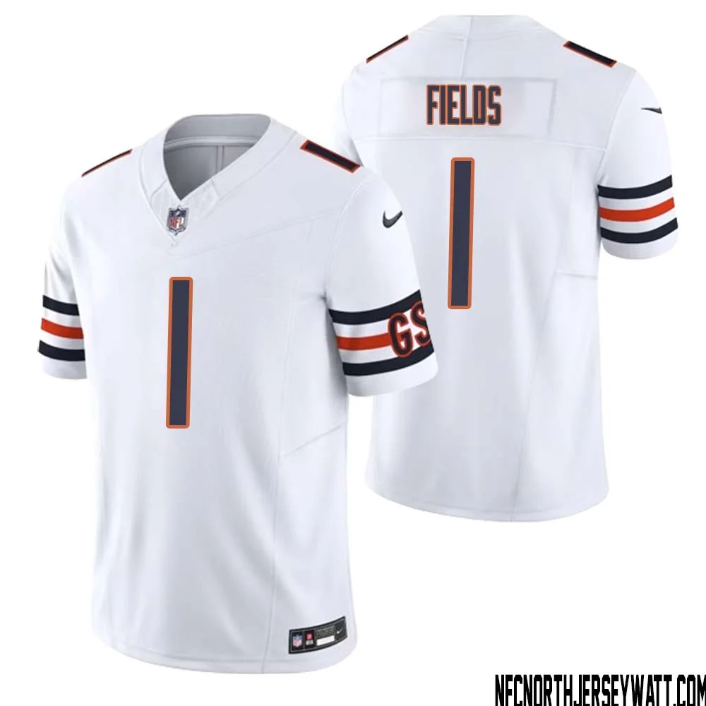 Justin Fields No 1 Men White Chicago Bears Vapor F.U.S.E. Limited Jersey 1
