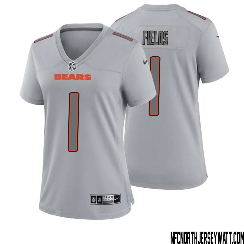Justin Fields No 1 Women Gray Chicago Bears Atmosphere Fashion Game Jersey 1