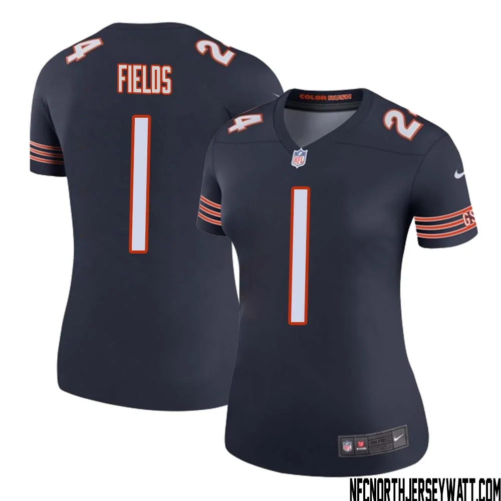 Justin Fields No 1 Women Navy Chicago Bears Color Rush Legend Jersey 1