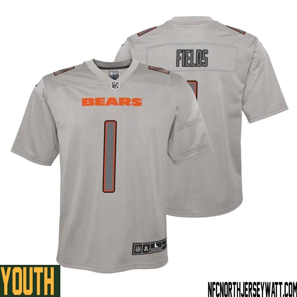 Justin Fields No 1 Youth Gray Chicago Bears Atmosphere Fashion Game Jersey 1