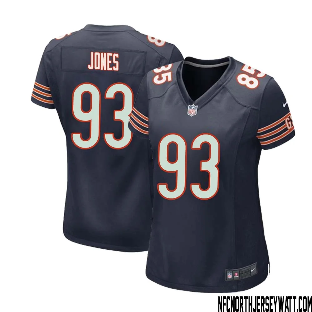 Justin Jones No 93 Chicago Bears Home Game Navy Jersey for Women