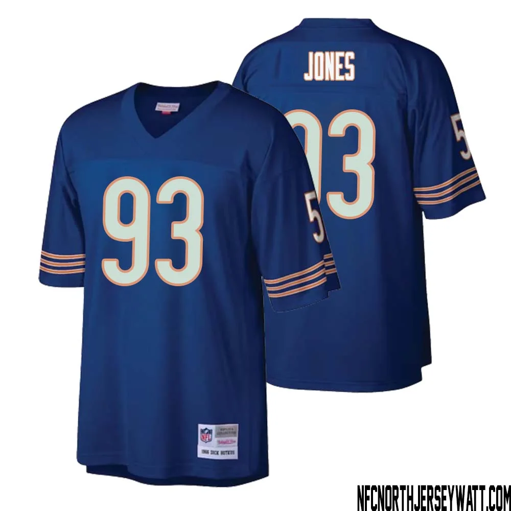 Justin Jones No 93 Men Mitchell Ness Navy Chicago Bears Retired Player Legacy Replica Jersey