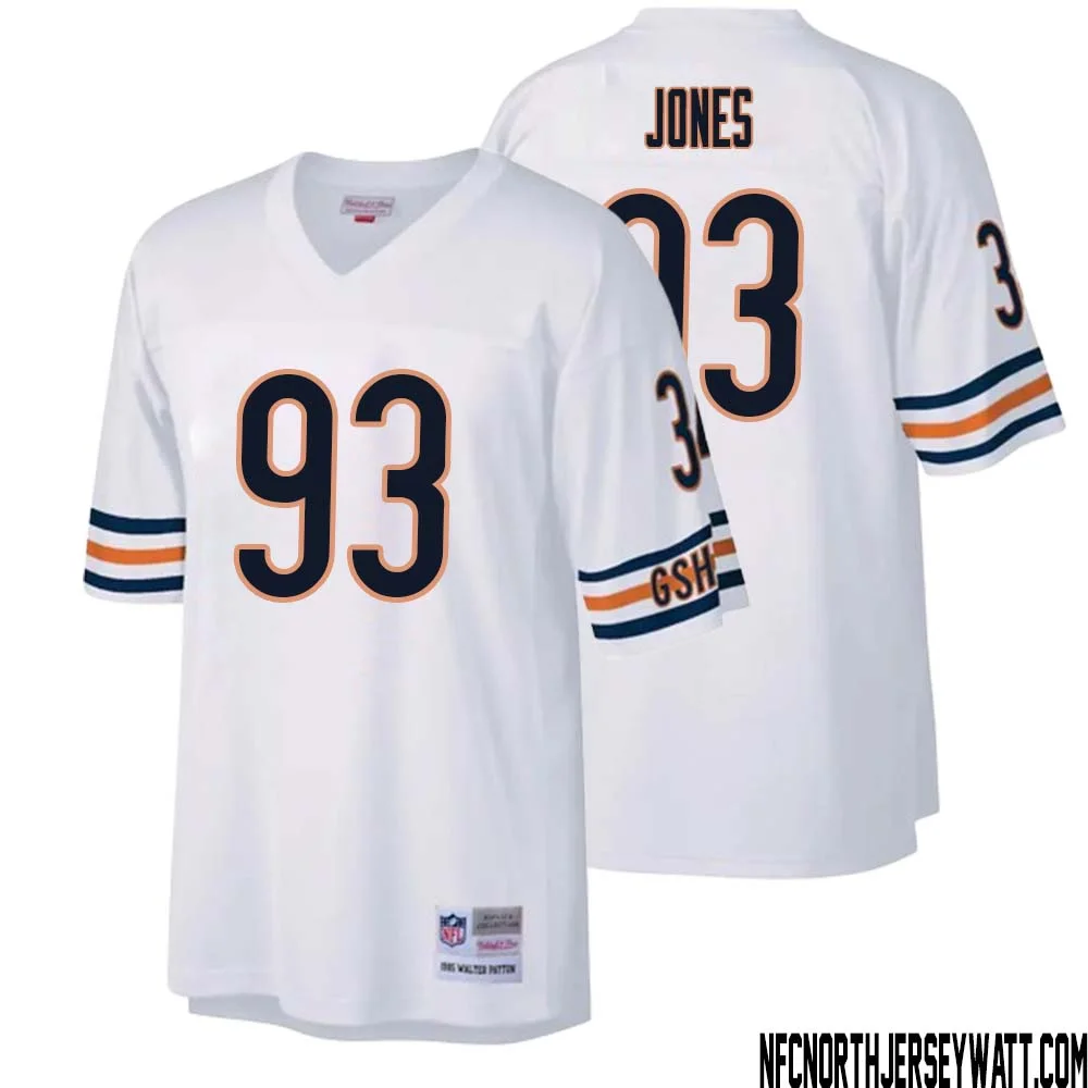 Justin Jones No 93 Men Mitchell Ness White Chicago Bears Legacy Replica Jersey 1