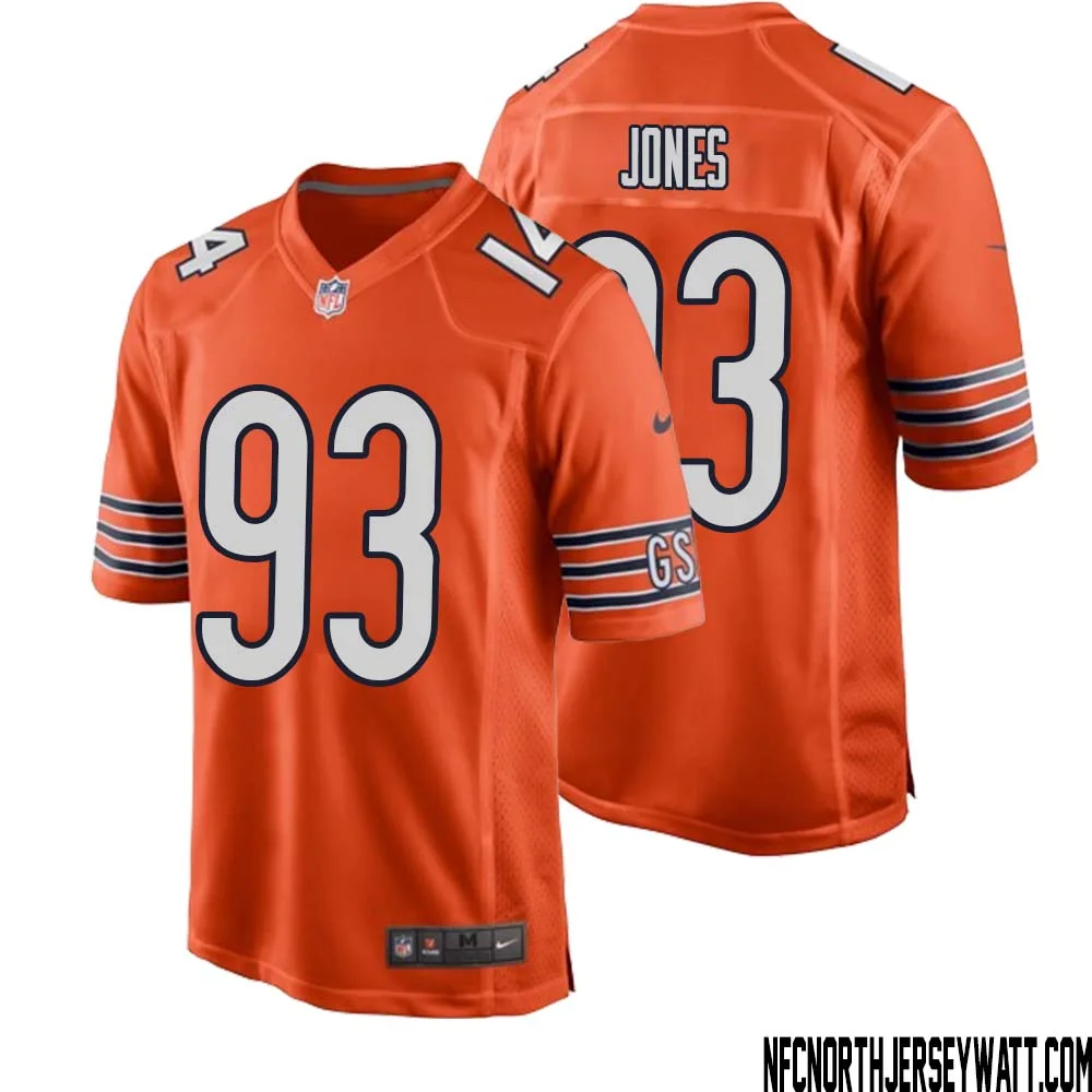Justin Jones No 93 Men Orange Chicago Bears Alternate Game Player Jersey
