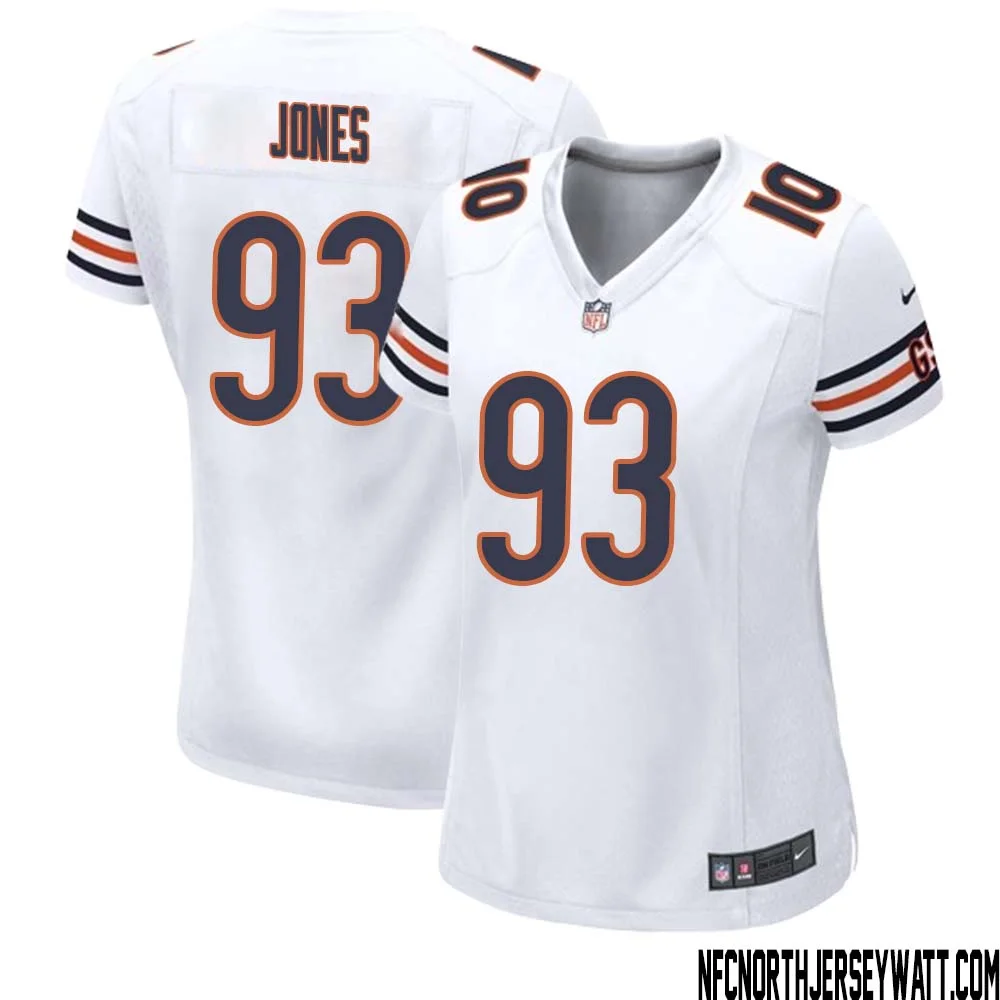 Justin Jones No 93 Women White Chicago Bears Away Game Jersey