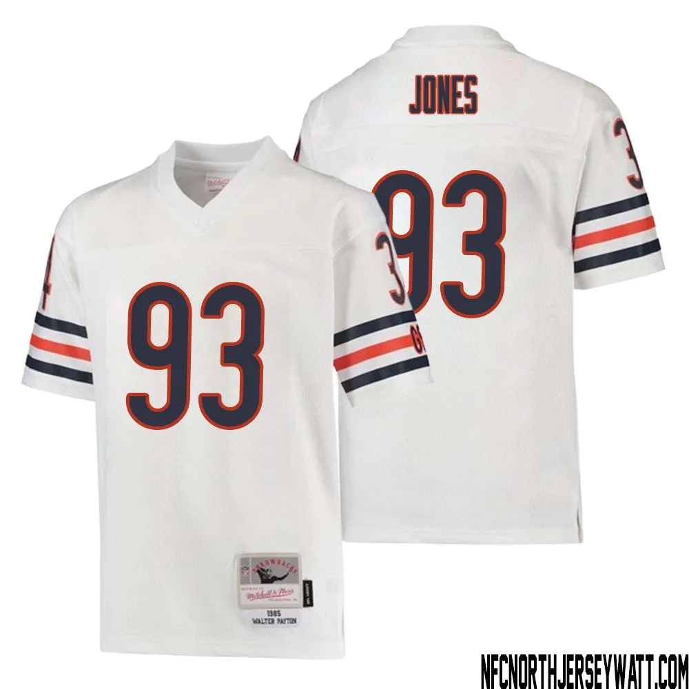 Justin Jones No 93 Youth Mitchell Ness White Chicago Bears 1985 Retired Player Legacy Jersey 1