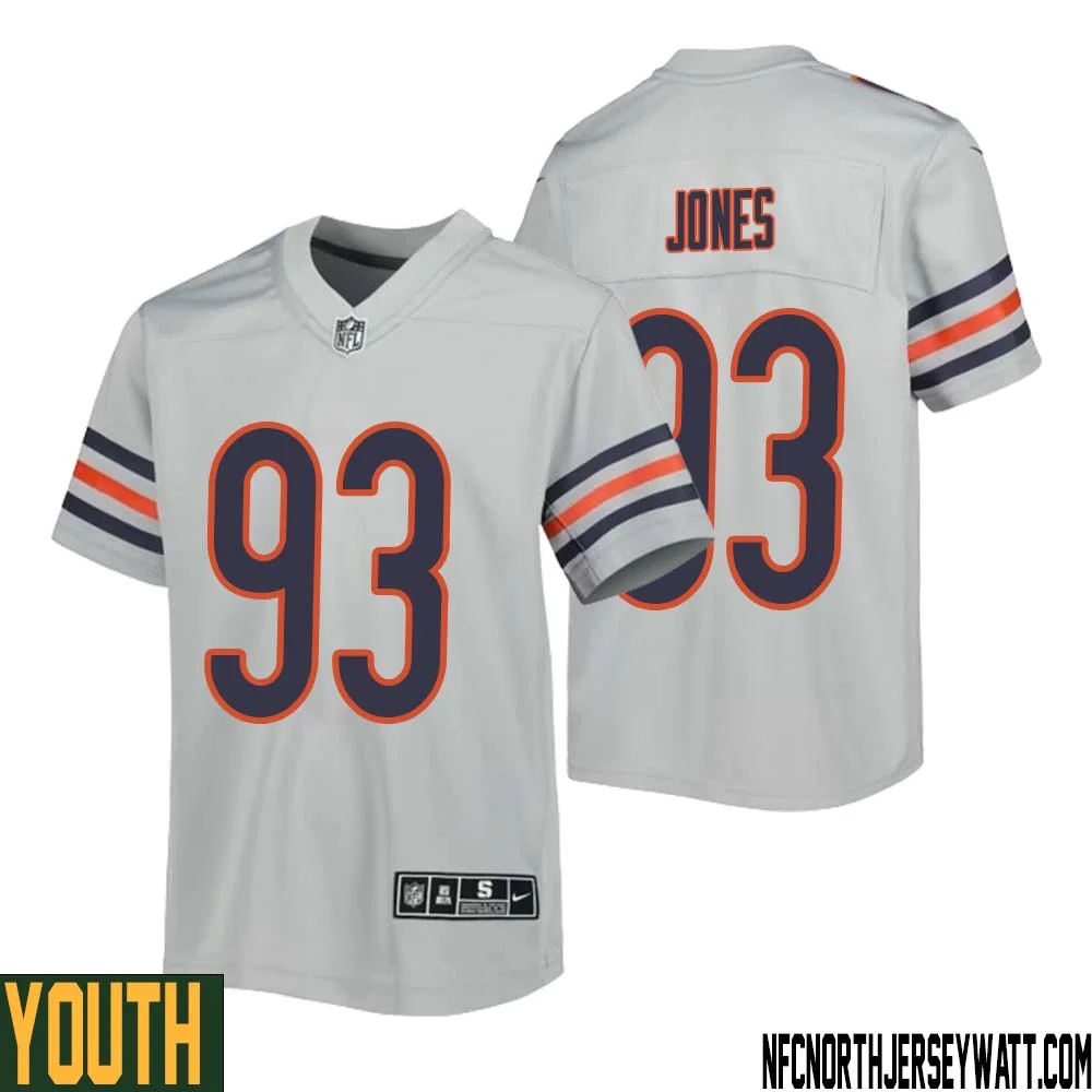 Justin Jones No 93 Youth Silver Chicago Bears Inverted Legend Jersey 1