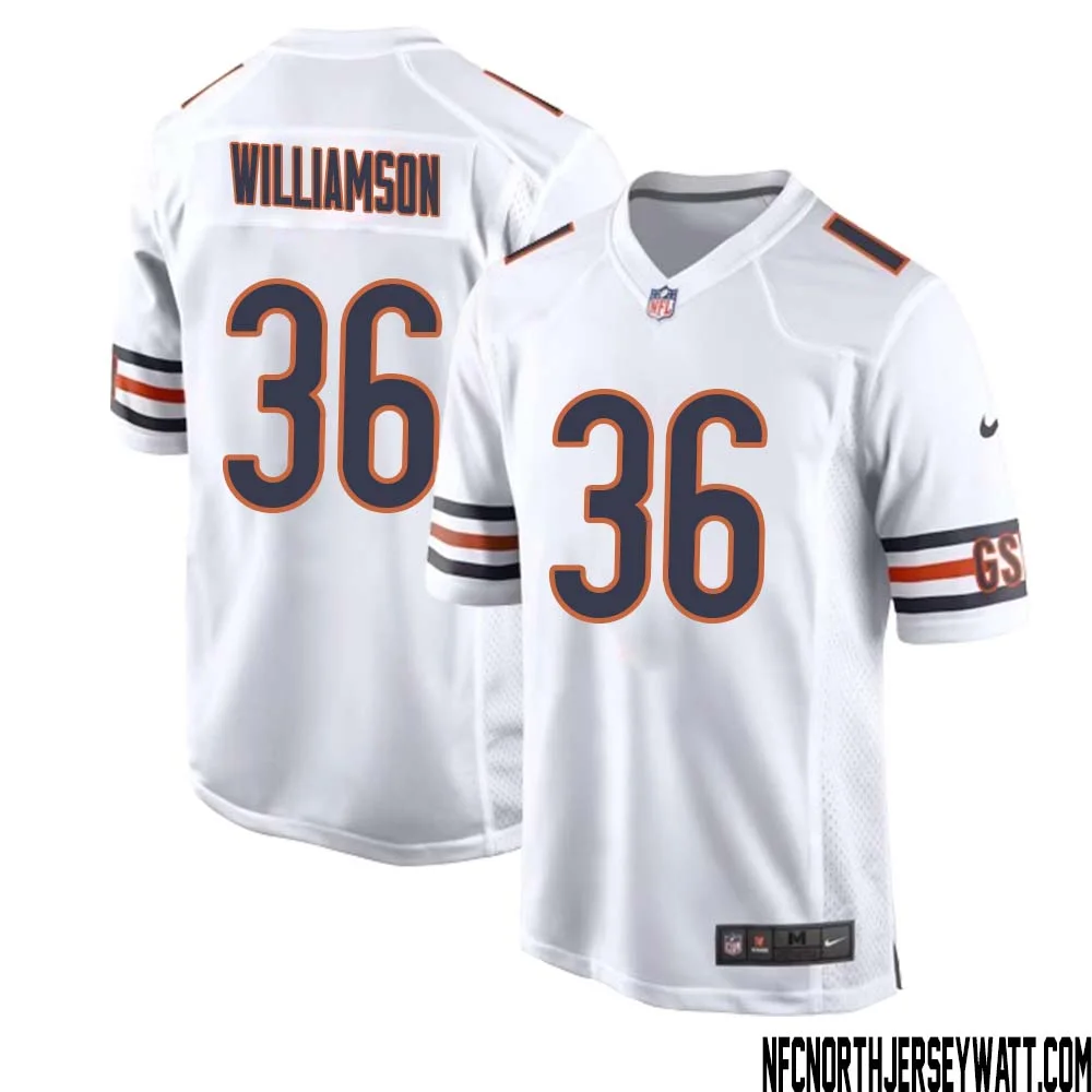 Kendall Williamson No 36 Men White Chicago Bears Away Game Jersey