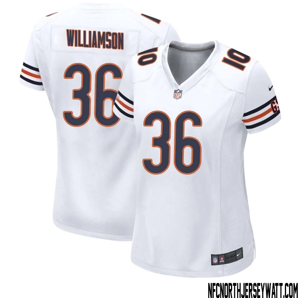 Kendall Williamson No 36 Women White Chicago Bears Away Game Jersey