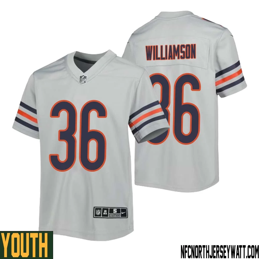 Kendall Williamson No 36 Youth Silver Chicago Bears Inverted Legend Jersey