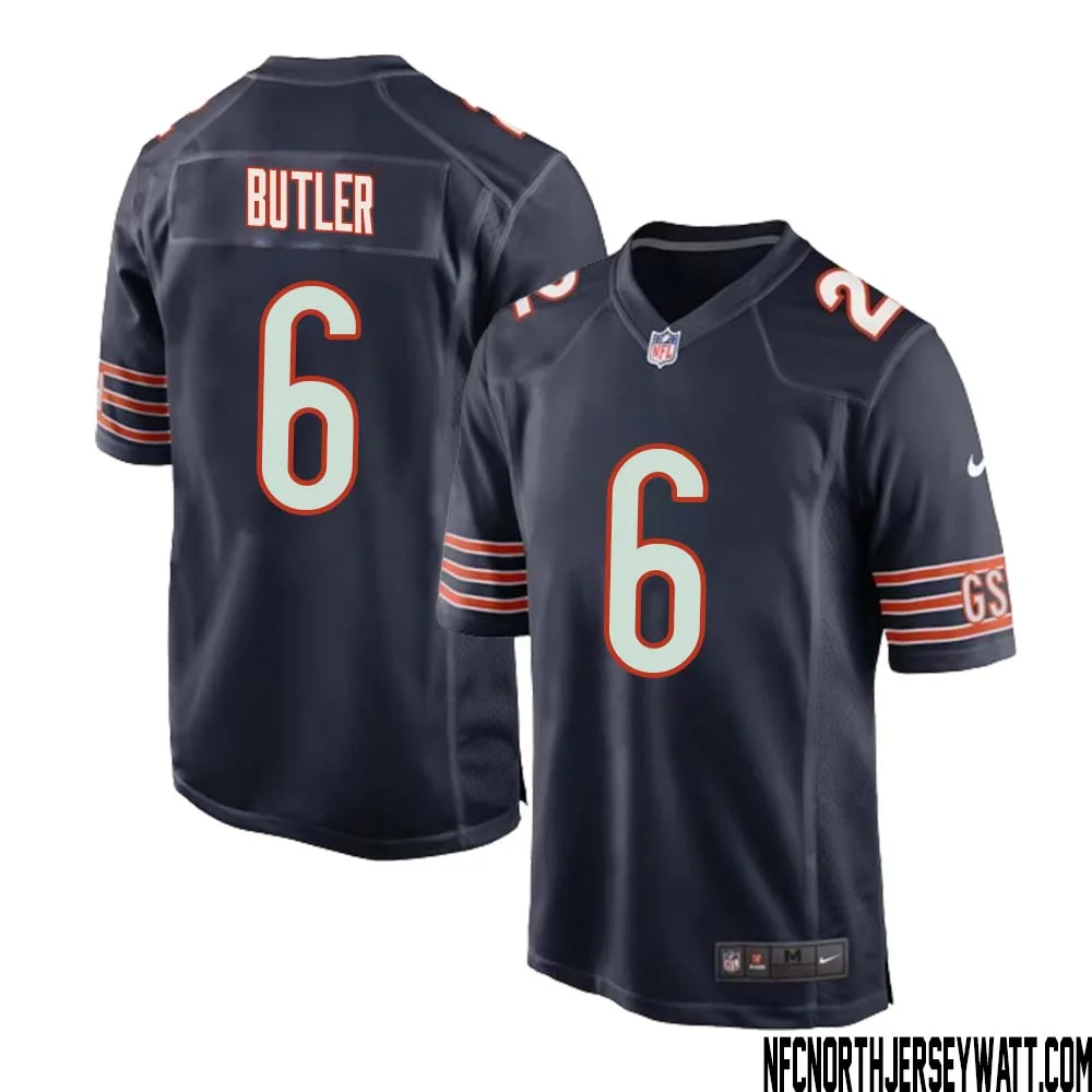 Kevin Butler No 6 Chicago Bears Home Game Navy Jersey for Men 1