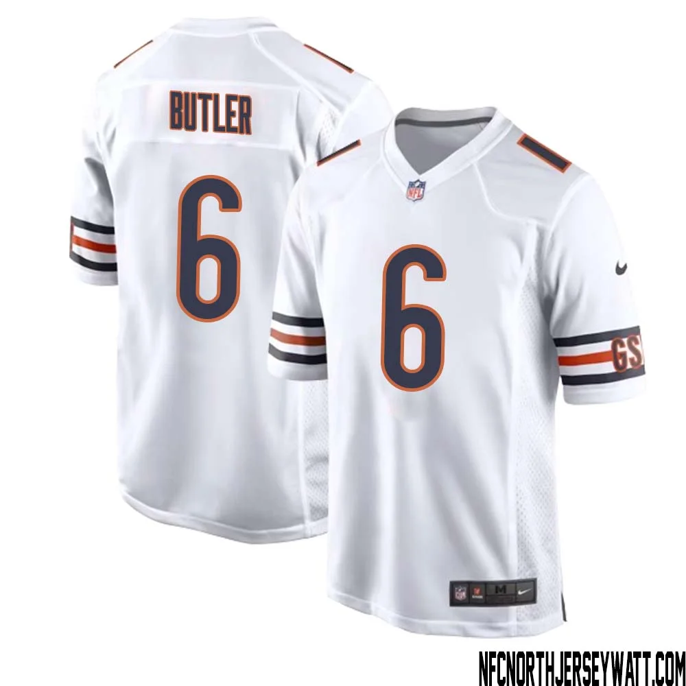Kevin Butler No 6 Men White Chicago Bears Away Game Jersey