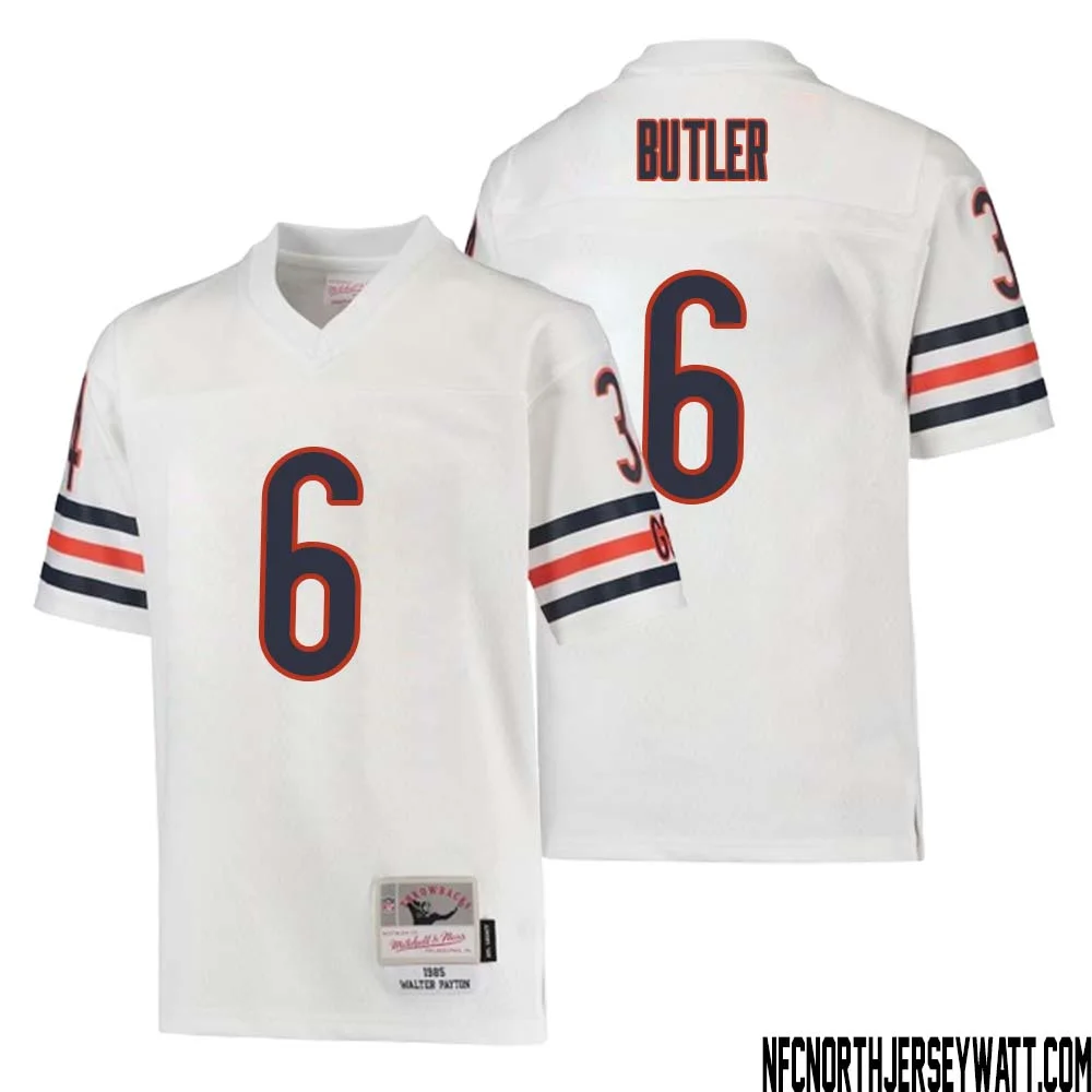 Kevin Butler No 6 Youth Mitchell Ness White Chicago Bears 1985 Retired Player Legacy Jersey