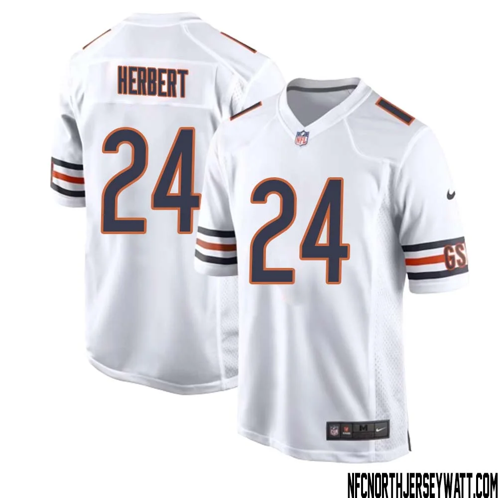 Khalil Herbert No 24 Men White Chicago Bears Away Game Jersey 1
