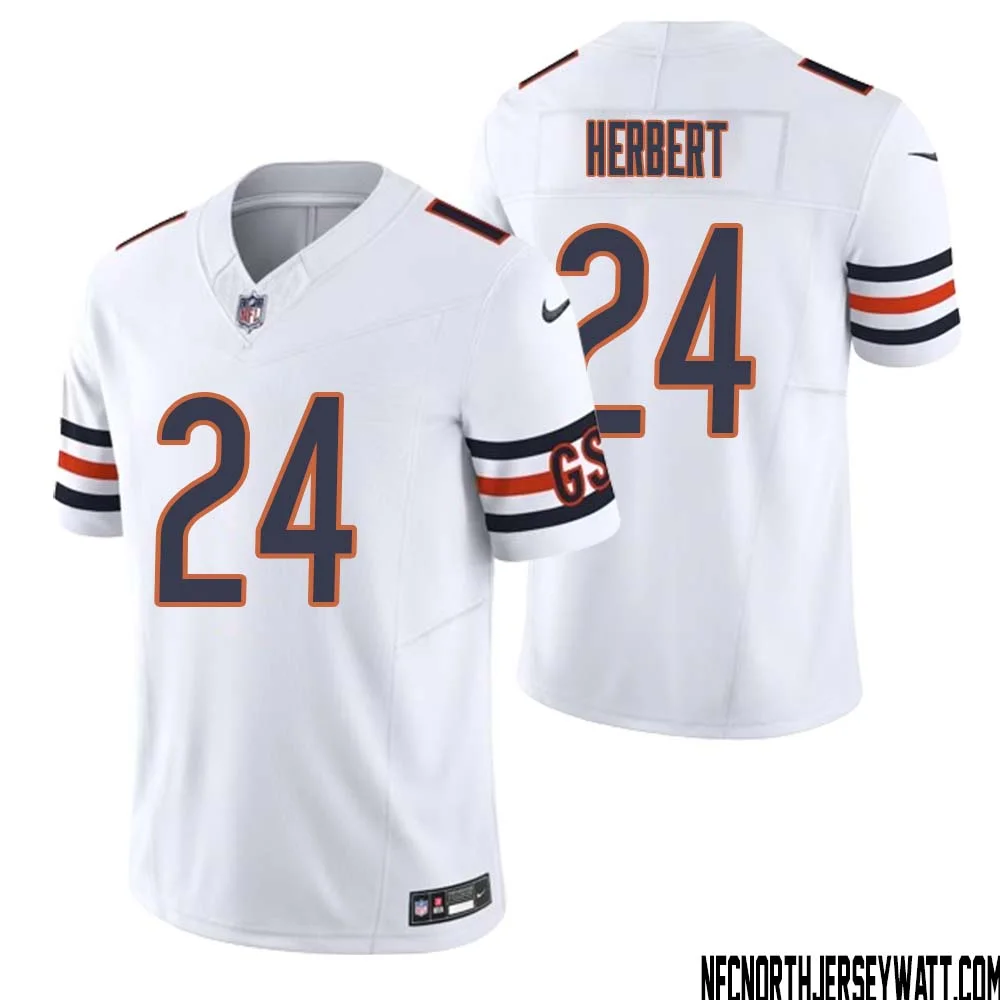 Khalil Herbert No 24 Men White Chicago Bears Vapor F.U.S.E. Limited Jersey
