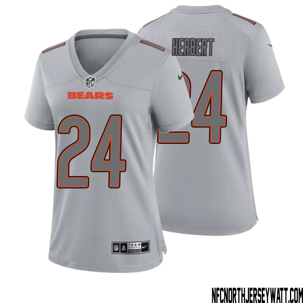 Khalil Herbert No 24 Women Gray Chicago Bears Atmosphere Fashion Game Jersey