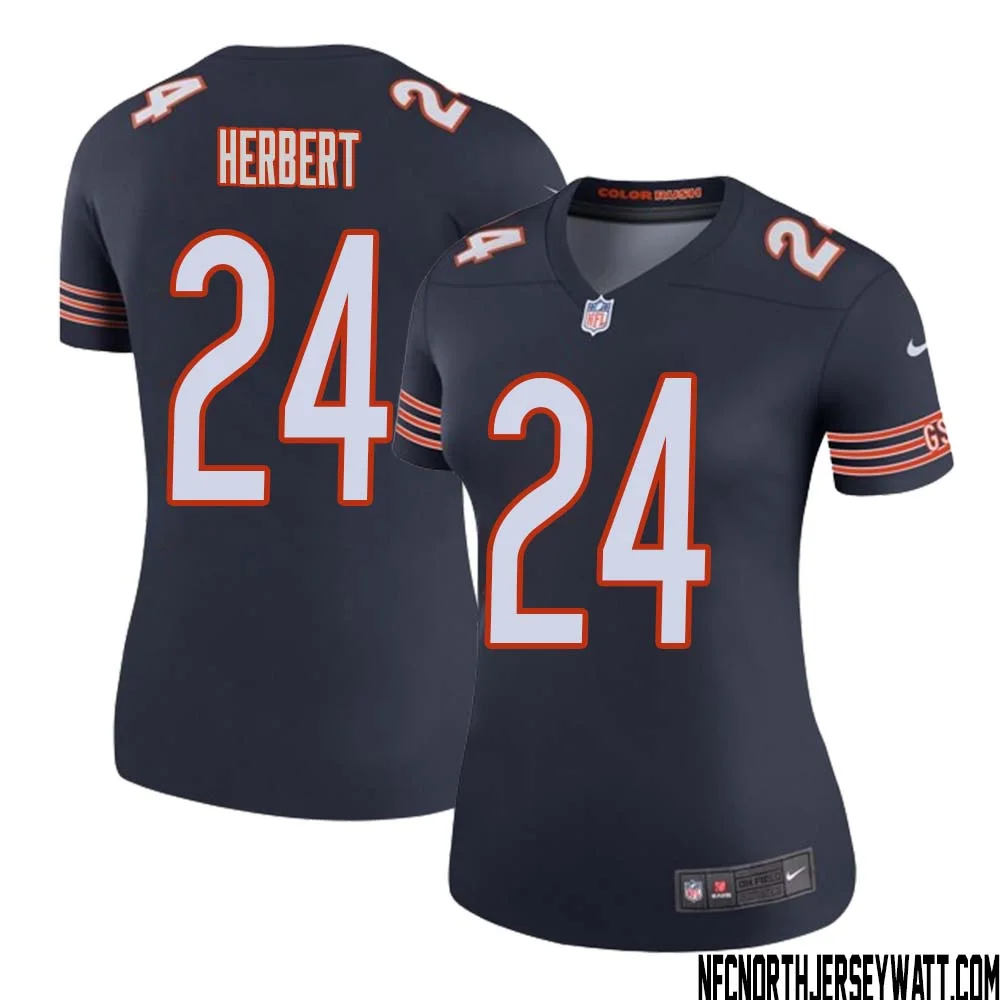 Khalil Herbert No 24 Women Navy Chicago Bears Color Rush Legend Jersey