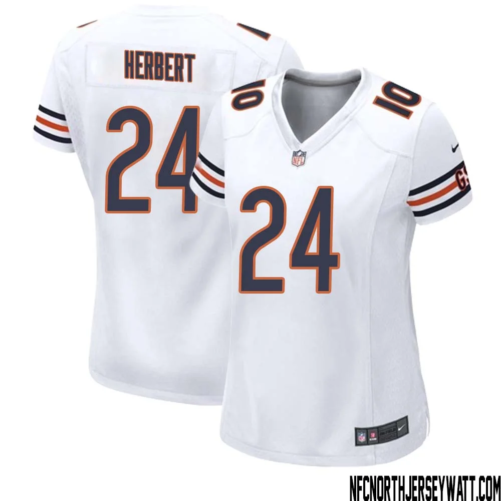 Khalil Herbert No 24 Women White Chicago Bears Away Game Jersey 1