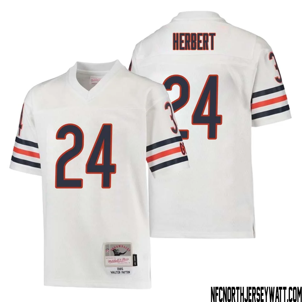 Khalil Herbert No 24 Youth Mitchell Ness White Chicago Bears 1985 Retired Player Legacy Jersey