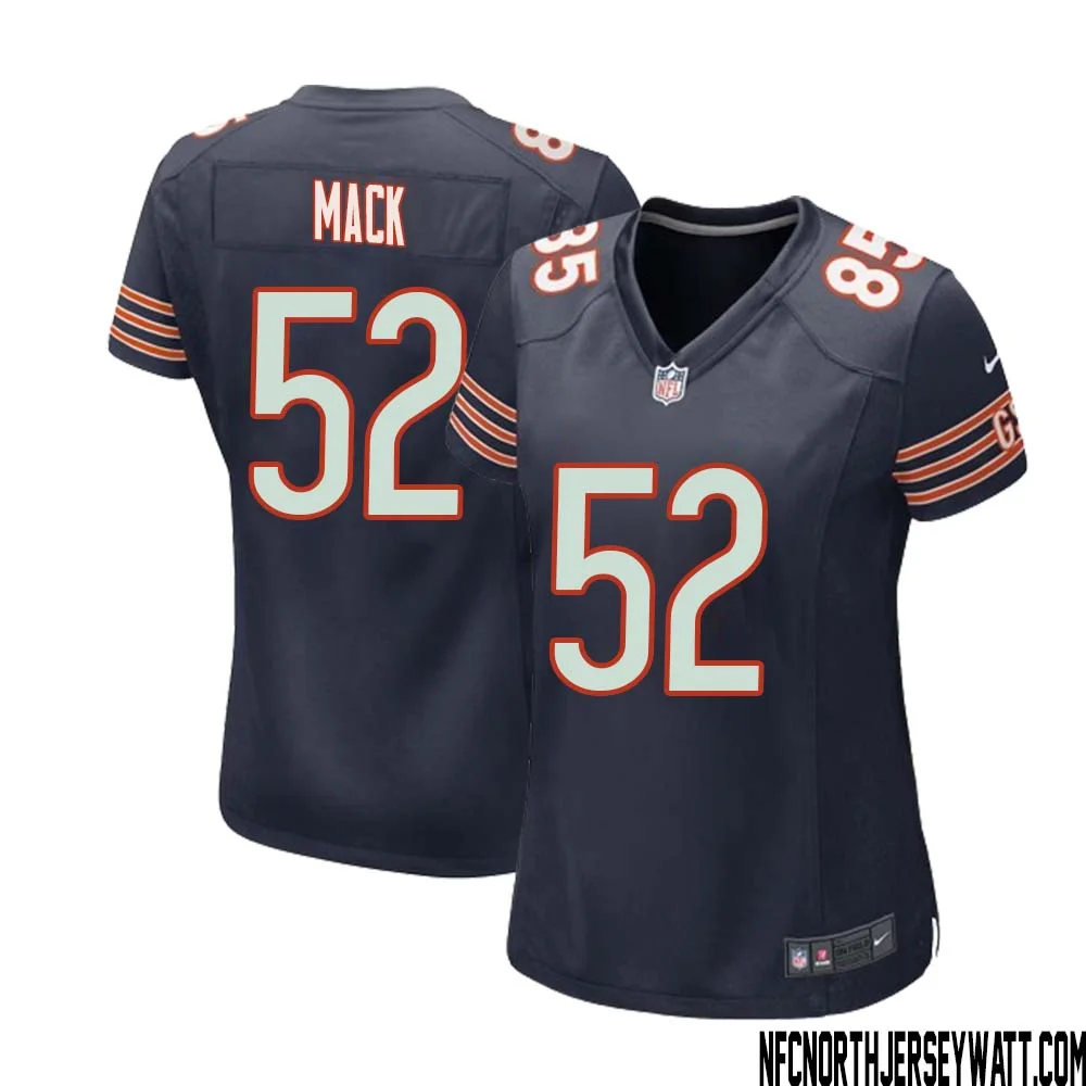 Khalil Mack No 52 Chicago Bears Home Game Navy Jersey for Women
