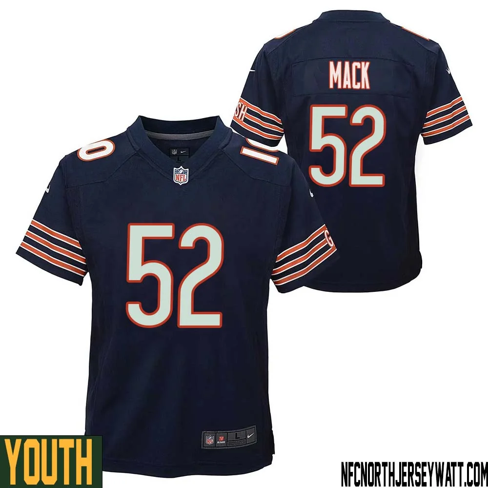 Khalil Mack No 52 Chicago Bears Home Game Navy Jersey for Youth