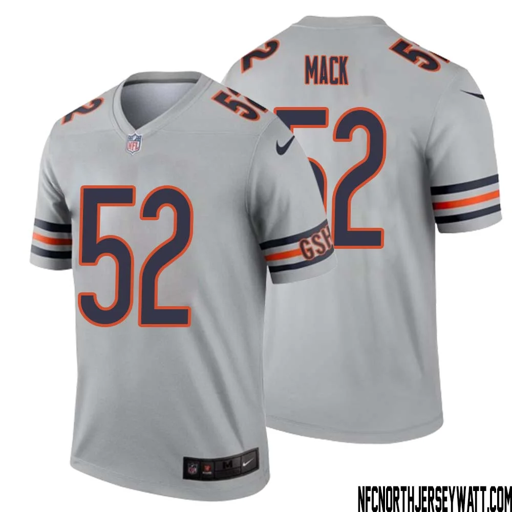 Khalil Mack No 52 Men Silver Chicago Bears Inverted Legend Jersey 1