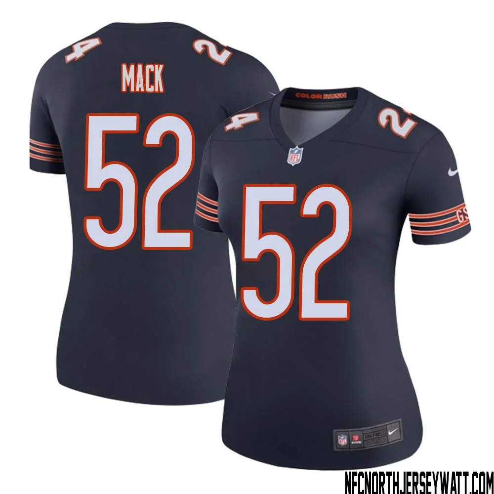Khalil Mack No 52 Women Navy Chicago Bears Color Rush Legend Jersey