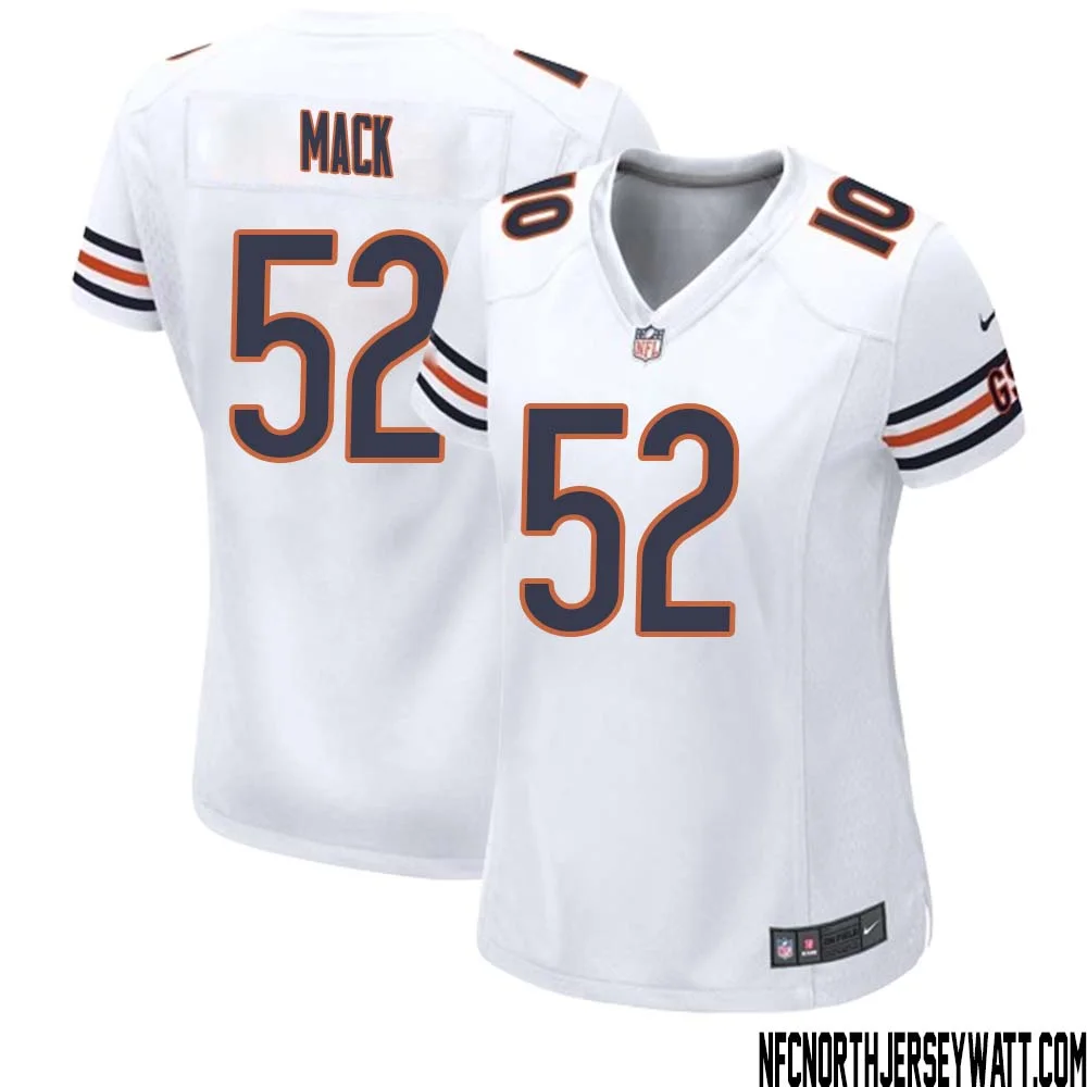 Khalil Mack No 52 Women White Chicago Bears Away Game Jersey