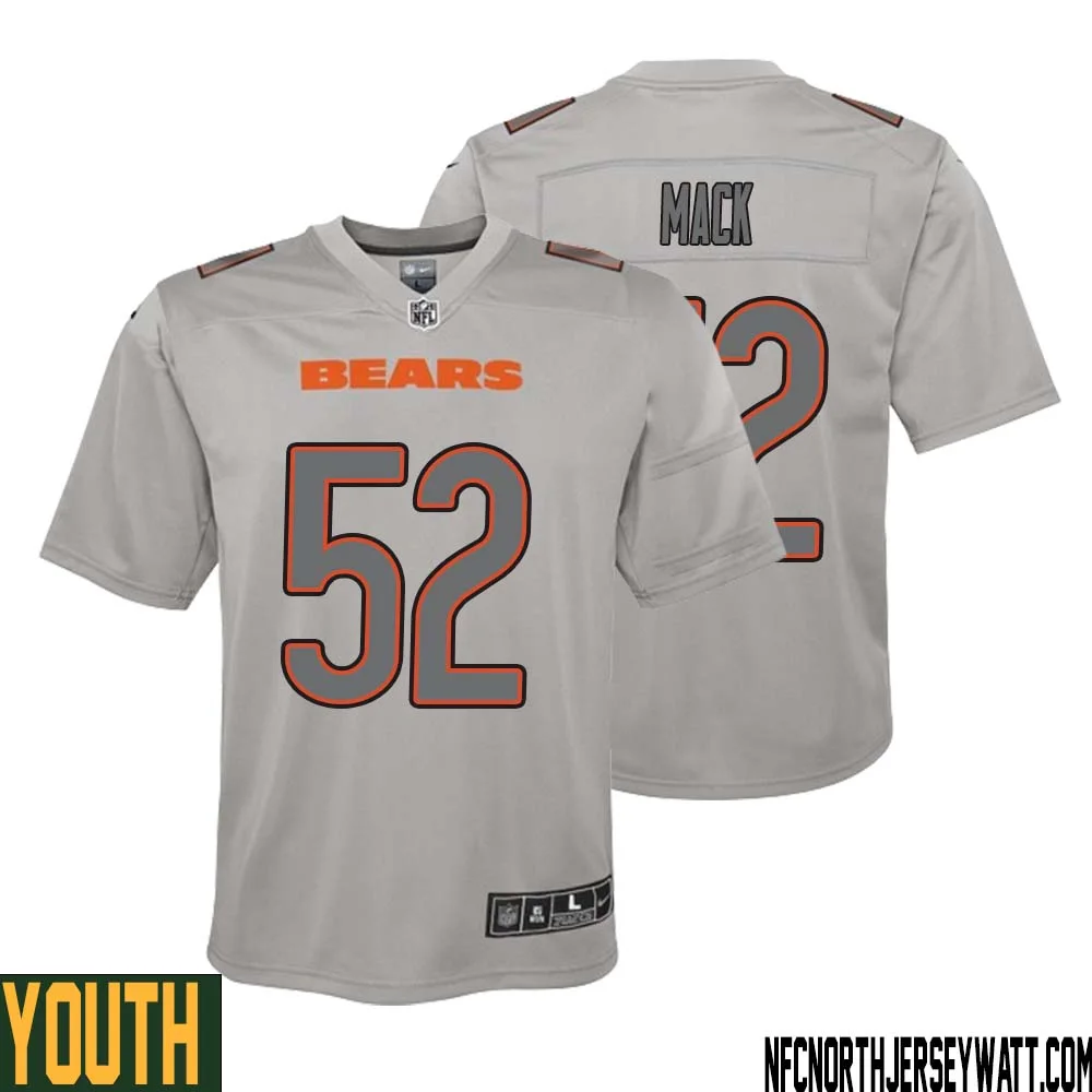 Khalil Mack No 52 Youth Gray Chicago Bears Atmosphere Fashion Game Jersey