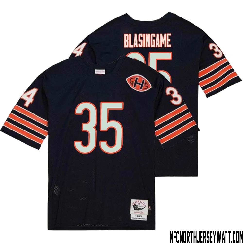 Khari Blasingame No 35 Men Mitchell Ness Navy Chicago Bears 2004 Authentic Throwback Retired Player Jersey