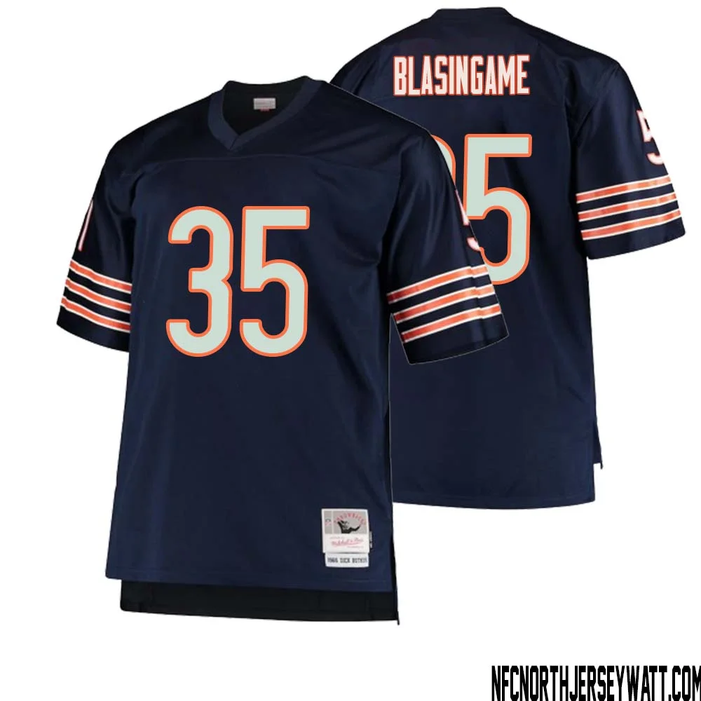 Khari Blasingame No 35 Men Mitchell Ness Navy Chicago Bears Big Tall 1966 Retired Player Replica Jersey 1