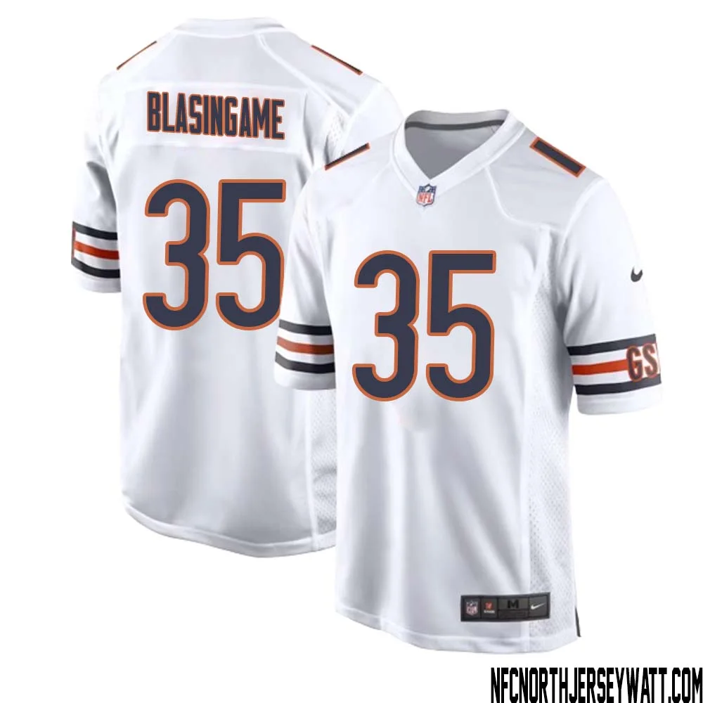 Khari Blasingame No 35 Men White Chicago Bears Away Game Jersey 1