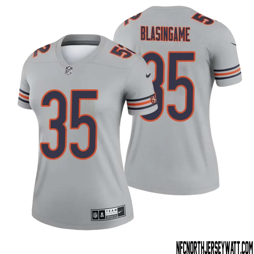 Khari Blasingame No 35 Women Silver Chicago Bears Inverted Legend Jersey 1