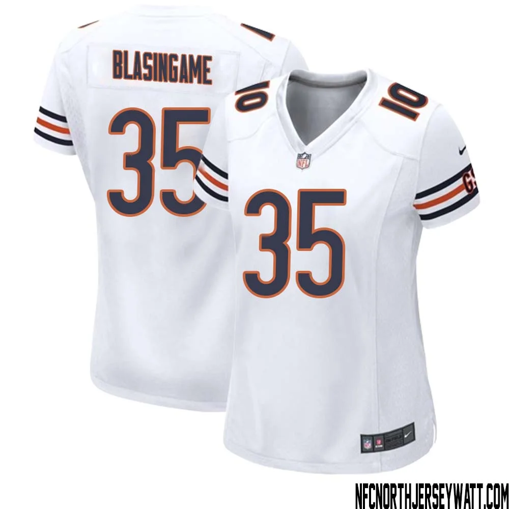 Khari Blasingame No 35 Women White Chicago Bears Away Game Jersey