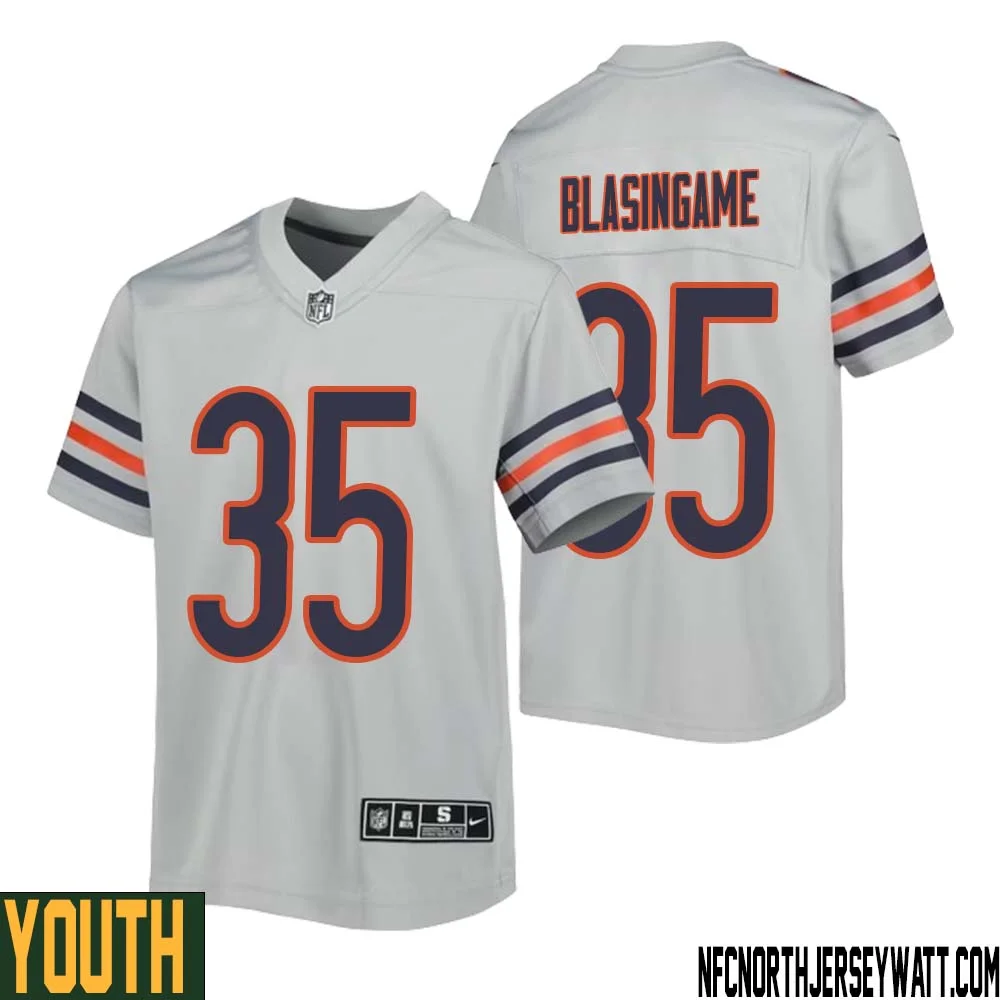 Khari Blasingame No 35 Youth Silver Chicago Bears Inverted Legend Jersey 1