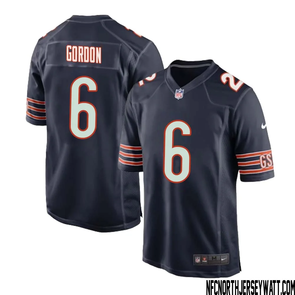 Kyler Gordon No 6 Chicago Bears Home Game Navy Jersey for Men 1